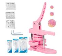 Kit De Machine À Fabriquer Des Boutons Badges 25 + 32 + 58MM, Avec 300 Pièces + Coupe-cercle + 3 Moules, Ensemble Broches DIY, Presser Les Du Plaisir Sans Fin(Pink)