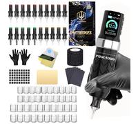 Kit de machine à tatouer rotative sans fil avec 20 aiguilles, 1 batteries rechargeables | pour débutants-argent