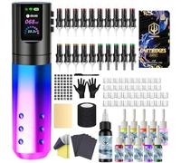 Kit de Machine à Tatouer Rotative Sans Fil POSEIDON avec 20 Cartouches d'Aiguilles, Encres & Batteries Rechargeables | Pistolet à Tatouer Professionnel Portable pour Débutants | Fournitures Complètes