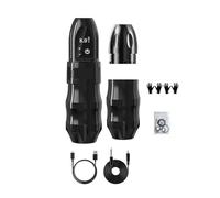 Kit De Machine À Tatouer Sans Fil, Avec Poignée Supplémentaire 38mm, Batterie 2400mAh, 40 Cartouches Mixtes For Artistes Tatoueurs EntraîNement De PréCision(Black one battery)