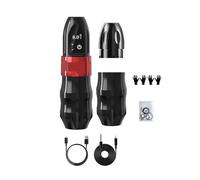 Kit De Machine À Tatouer Sans Fil, Avec Poignée Supplémentaire 38mm, Batterie 2400mAh, 40 Cartouches Mixtes For Artistes Tatoueurs EntraîNement De PréCision(Red one battery)