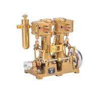 Kit de machine à vapeur en laiton CNC RW-L2 Mini Inline - Double cylindre - Avec marche avant et arrière - Pour bateaux à vapeur de 70 à 130 cm - Coffret cadeau créatif (sans chaudière)