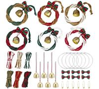 Kit de macramé 6 ensembles de bricolage créatif fait à la main, artisanat Noël bohème suspendu, mini couronne Noël avec nœuds en fil, cloche pour décorations maison vacances