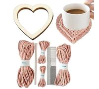 Kit de macramé, kit de mode pour dessous-de-verre en forme de cœur, ensemble de tricot, décoration de table tissée à la main pour débutants, enfants, adultes Zorq