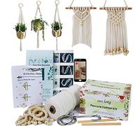 Kit de Macramé pour Débutants Pour Adultes,Avec Cordon en Macramé de 3mm,Perles en Bois,Bagues,livre D'instructions Pour Faire Hanger de Plante, Décorations de Noël, Boho Wall Hanging DIY D'artisanat