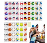 Kit de mahjong avec drapeau national - Système de jeu Seaside Tile Block - Stratégie de table familiale - Unité de divertissement classique - Jeu de société portable durable avec design