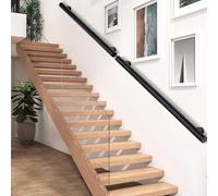 Kit de main courante d'escalier en acier inoxydable, pour escaliers de 30 à 600 cm. Rambarde métallique avec supports et vis métalliques, fixation murale antidérapante.(280cm)