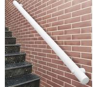 Kit de main courante d'escalier en acier inoxydable, rampe d'escalier intérieure/extérieure, barre d'appui murale robuste en tube rond, blanc mat(500cm)