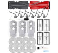 Kit de Maintenance pour Roborock SAROS 10R/ Qrevo CurvX/Qrevo Curv 2 Pro Aspirateur: 2 Brosses Principales, 6 Latérales, 4 Filtres, 8 Lingettes Réutilisables 6 Outils Compatibilité Matériaux Durables