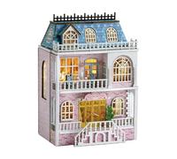 Kit de Maison de Bricolage - modèle en Bois Miniature de 25 cm, Projet d'artisanat Ouvert, lumière LED, Ensemble de Meubles | Gift de Maison de créative à la Main pour Les Amis de la fam