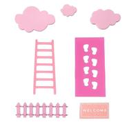 Kit de maison de fée de Noël - Décoration de Noël pour maison de poupée, nain de Noël, décoration d'étagère | Accessoires de jardin féérique en bois avec tapis de bienvenue pour bureau, murs, plinthes