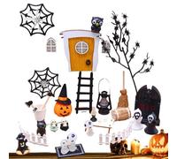 Kit de Maison de Halloween - 35 Araignée Squelette Figurine Halloween Village Accessoires,Paysage de Jardin d'halloween, Mini Accessoires de Maison de réutilisables pour Le Bricolage