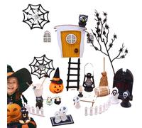 Kit de Maison de Halloween | Ensemble de Jouets d'horreur Miniatures de 35 pièces avec Squelette d'araignée - Figurines Miniatures d'halloween, Mini Paysage de Jardin d'halloween pour décor de Bureau