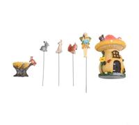 Kit de maison de jardin féérique avec champignon et animaux - 6 figurines miniatures en résine pour décoration extérieure, décorations de jardin enchantées, accessoires de porte de fée