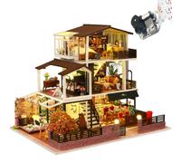 Kit de maison de poupée en bois miniature, kit de maison de poupée DIY avec lumière LED et boîte à musique, construction de villa vintage européenne, modèle 3D, cadeaux créatifs pour amis et parents