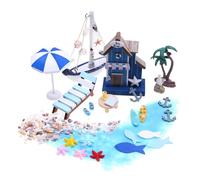 Kit de maison de poupée - Kit de maison miniature, kit de construction d'une petite maison de 26 pièces | Décoration de maison de plage miniature | Maison de plage avec thème marin