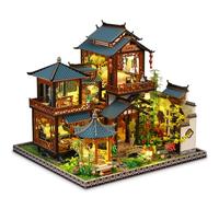 Kit de maison de poupée miniature à faire soi-même avec lumière, kit de petite maison à construire pour adultes, cadeau de loisirs créatifs pour le jour de Noël, retraite d'orchidées