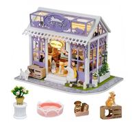 Kit de maison de poupée miniature à faire soi-même avec lumières LED - Maison de poupée en bois pour adultes - Décoration d'intérieur - Cadeau d'anniversaire