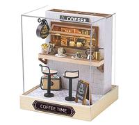 Kit de maison de poupée miniature à faire soi-même avec meubles, à l'échelle 1:24 - Mini maison de poupée en bois - Anti-poussière - Pour enfants, adolescents et adultes (heure du café)