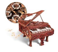 Kit de maison de poupée miniature à faire soi-même en bois 3D avec violon et boîte à musique - Décoration de chambre - Cadeau créatif - Piano à doigts