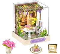 Kit de maison de poupée miniature à faire soi-même en bois avec housse anti-poussière - Kit de construction de maison miniature pour anniversaire