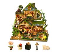 Kit de maison de poupée miniature à faire soi-même - Maison de poupée en bois fabriquée à la main avec lumières LED - Cadeau unique pour adolescents (aventure en forêt)