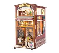 Kit de Maison de Poupée Miniature à Monter Soi-Même, Mini Modèle 3D pour Café Librairie Boucle en Bois Assemblage Artisanat de Diorama Ensemble de Construction de Maison (Café)