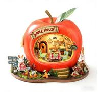 Kit de Maison de poupée Miniature Apple House DIY, Puzzle en Bois 3D avec lumière LED, Cadeau Artisanal Fait à la Main