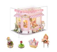 Kit de maison de poupée miniature colorée faite à la main en bois avec lumière LED pour adultes, cadeaux uniques pour adolescents (avec housse anti-poussière)