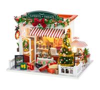 Kit de Maison de Poupée Miniature Fait à la Main, Maison De Bonbons en Bois De Noël Puzzle 3D DIY, Assemblage Facile, avec LED éclairage de Noël, Idees Cadeau DIY (B)