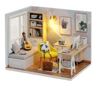 Kit De Maison De Poupée Miniature, Maison Miniature a Construire kit DIY Dollhouse en Bois Ainsi Que la poussière