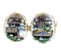 Kit de maison de poupée miniature - Petit monde en noyer fait à la main | Tiny World en noyer, 3D Mini Maison Library Home Decor Craft Coquille de noyer
