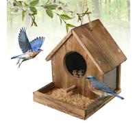 Kit de maison en bois pour colibri à suspendre à l'extérieur, maison idéale pour l'extérieur avec fenêtre transparente, mangeoire à oiseaux intégrée, cadeau pour les amateurs d'oiseaux, excellente
