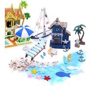 Kit de Maison Miniature - 26pcs Plage thèmes de Maison de de de | Mini House Decor Kit pour Les, Les Amis et la Famille, Creative Doll House Accessoires pour fabriquer