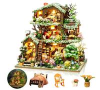 Kit de maison miniature à faire soi-même avec boîte à musique et LED, mini kit de construction de maison de maison de poupée pour adultes, forêt enneigée, kits de maison de poupée à 3 étages, kits