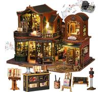 Kit de maison miniature à faire soi-même, petite maison de poupée avec boîte à musique et meubles, modèle créatif en bois pour adultes, librairie magique, décoration d'intérieur (ville du livre - sans