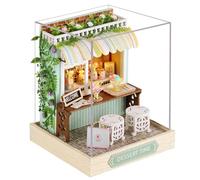 Kit de Maison Miniature DIY CUTEROOM, kit de Maison de poupée en Bois, kit de Fabrication de Mini Maison avec Meubles et Housse Anti-poussière (Dessert Time)