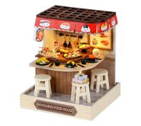 Kit de Maison Miniature DIY CUTEROOM, kit de Maison de poupée en Bois, kit de Fabrication de Mini Maison avec Meubles et Housse Anti-poussière (Food House)