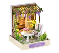 Kit de Maison Miniature DIY CUTEROOM, kit de Maison de poupée en Bois, kit de Fabrication de Mini Maison avec Meubles et Housse Anti-poussière (Leisure Time)