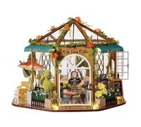 Kit de maison miniature Garden Cafe Tiny House avec meubles en bois et lumière LED Kits créatifs DIY pour adolescents adultes construire un petit modèle