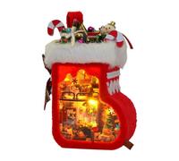 Kit de maison miniature - Kit de maison miniature à faire soi-même, lumière LED pour Noël