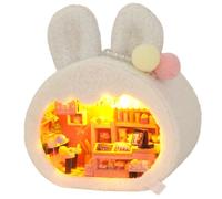 Kit de Maison Miniature, Lapin en Peluche, kit de Petite Maison avec veilleuse, Miniature Amusante, Design Lapin en Peluche Mignon, Double décoration/veilleuse pour Les Amateurs d'artisa