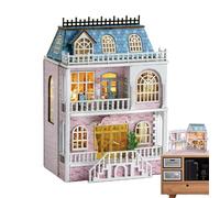 Kit de maison miniature pour bricolage - Petite maison en bois qui peut être ouverte, artisanat fait à la main, modèle de construction, décoration de la pièce | Ensemble de poupées avec meubles