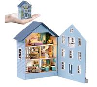 Kit de maison miniature pour maison de poupée - Le modèle de pièce peut ouvrir les portes - Château romantique en bois - Petite maison créative avec meubles et lumière LED - Pour cadeau d'anniversaire