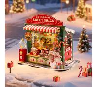 Kit de maison miniature Rolife, stand de bonbons de Noël, kit de modélisme de 170 pièces, maison de poupées, puzzle 3D, mini-maison, décoration de Noël Candy Stand