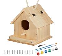 Kit de Maisons d'oiseaux en Bois à Peindre et à Construire, Peindre des projets de Construction, des activités Amusantes Arts et Artisanat avec Pinceau, Tournevis, vis Montage 6 Couleurs