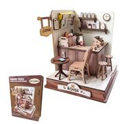 Kit de maisons miniatures pour adultes - 3D café en bois construction créative | Kit de construction d'une petite maison, pour décoration de bureau, anniversaire, maison, nouvelle étagère de chambre