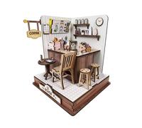 Kit de maisons miniatures pour adultes - Puzzle 3D en bois pour construire un café, kit de construction miniature, pour décoration de bureau, anniversaire, maison, nouvelle étagère de chambre