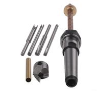 Kit de mandrin tournant en acier au carbone, accessoires de tour à bois 5 en 1 avec 4 tiges de coupe et clé hexagonale, adaptateur de perceuse multi-tailles pour tailler le crayon/fraisage/nettoyage