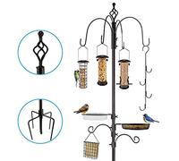 Kit de mangeoire à oiseaux sauvages Urban Deco - Mangeoire à oiseaux robuste - Ensemble de poteau de mangeoire à oiseaux suspendu - Support multi-mangeoires avec mangeoire à graisse en métal - Bain